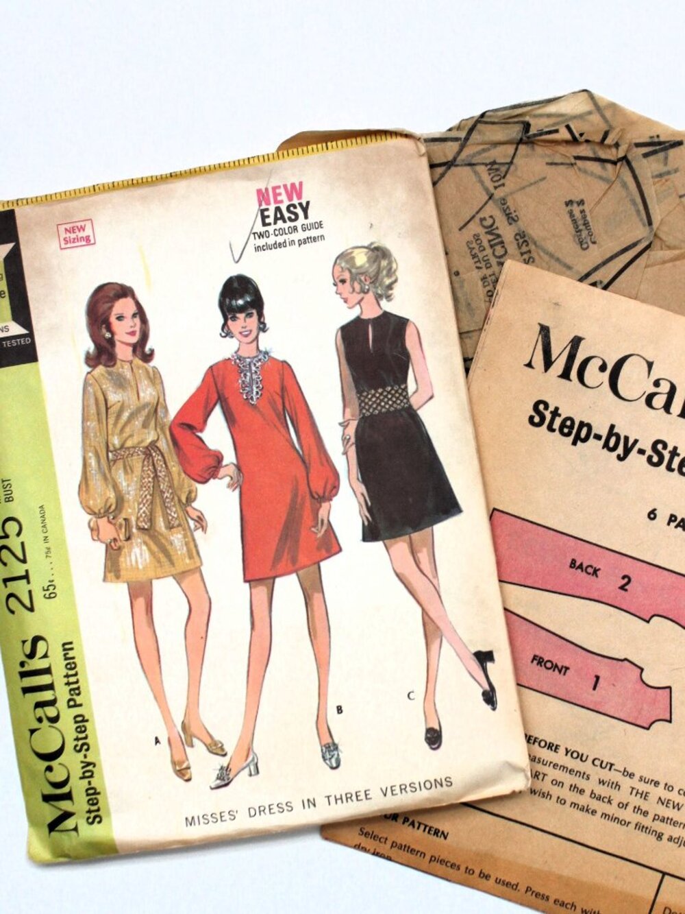 McCalls 1969 Mod Mini A-Line Dress Pattern 2125 Vintage Reto Easy Sewing Quickie